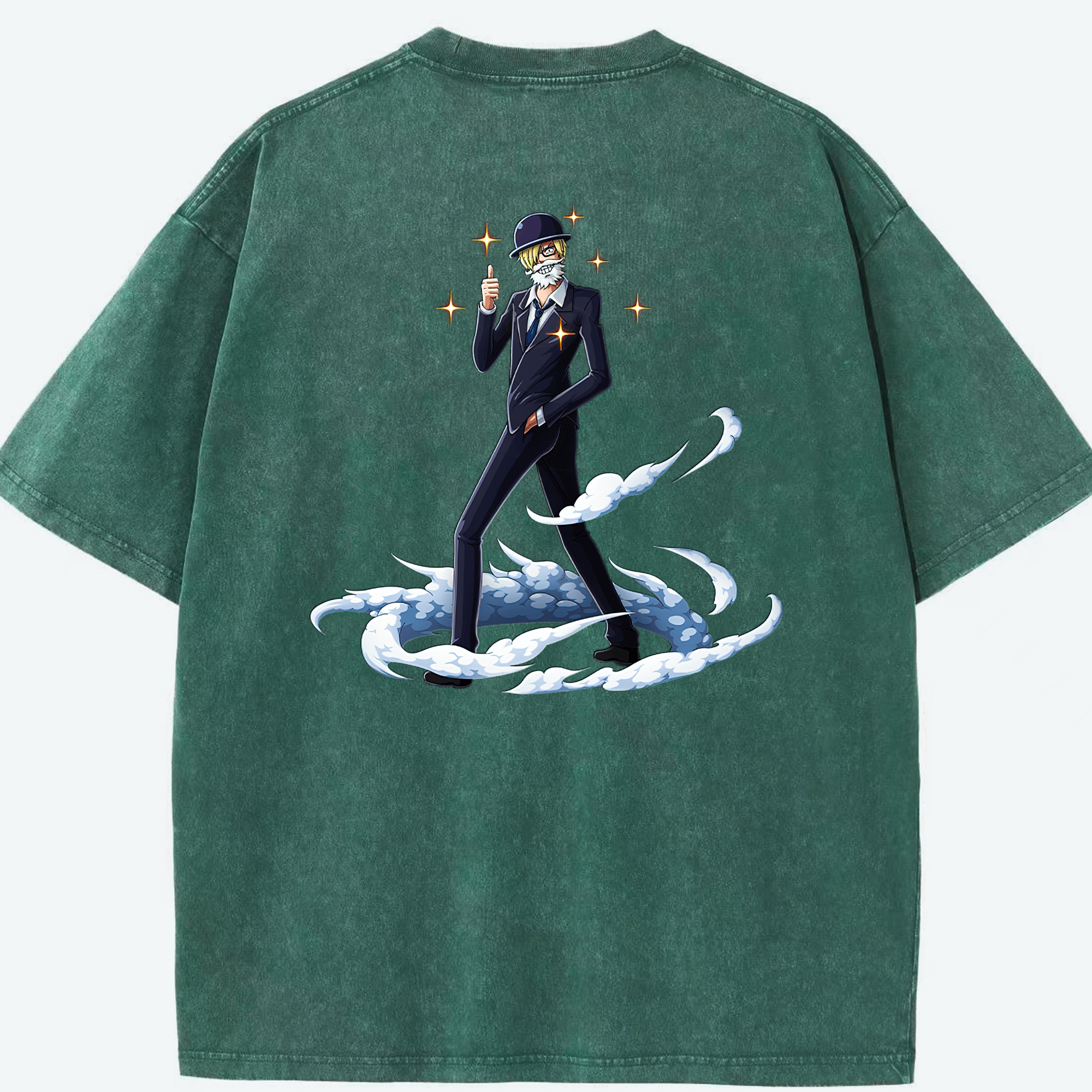 ワンピース サンジ ONE PIECE Sanji 綿100% ヴィンテージ風 半袖Tシャツ（背面プリント）